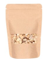 Standbodenbeutel Kraft m. Sichtfenster 110x185+65mm -...